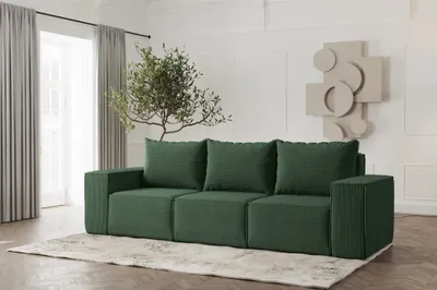 Produktbild von Sofa Designersofa ESTELLE 3-Sitzer in Stoff Poso Grün