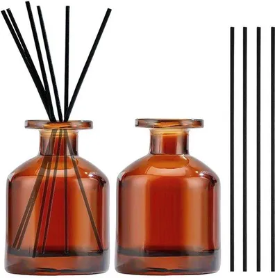 Productafbeelding van 2 stuks 150 ml glazen diffuser, kamergeurdiffuser, met 10 geurstokjes (bruin)
