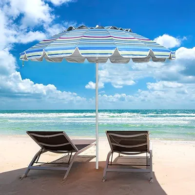 Produktbild von Sonnenschirm 245 cm, Gartenschirm mit Verstellbarem Neigungswinkel, Marktschirm UV-bestaendig & Wasserabweisend, Terrassenschirm mit Tragetasche, Strandschirm für Garten & Strand