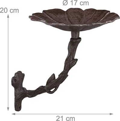 Produktbild von Famanu Vogelbad Wandmontage - Blumen Design, Braun