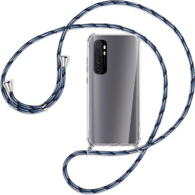 Produktbild von Handykette Backcover-Schutzhülle mit Band (Metall silberfarben) für Xiaomi Mi Note 10 Lite - Blautöne