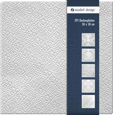 Produktbild von Deckenplatten aus Styropor EPS - Deckenpaneele leicht & robust im modernen Design - (2QM Sparpaket GRYS 2 50x50cm) Verkleidung Deckenplatte Decke weiß