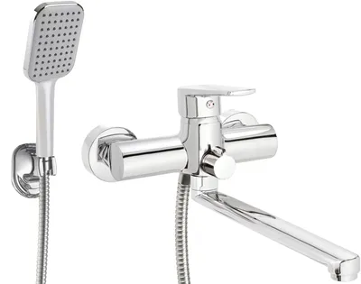 Productafbeelding van Wasbak-badcombinatie, wandmodel, met doucheset - chroom