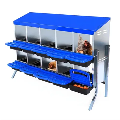 Produktbild von Metall Hühner-Nistkasten 10 Fächer – 2-lagiger Wandmontage Hühnerstall Nistbox aus verzinktem Stahl für Geflügel in Weiß