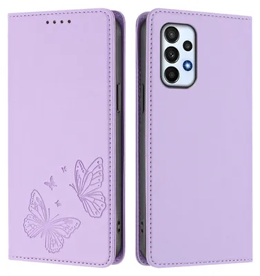 Obrázek produktu pro Kožené pouzdro pro Samsung Galaxy A23 5G/4G, motýlí ražbou, peněženkové flip pouzdro se stojánkem Světle fialová