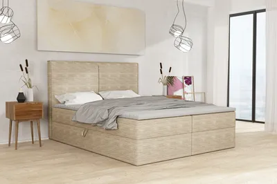 Produktbild von Emoebel24 Boxspringbett mit Topper und 2 Bettkasten, Polsterbett, Doppelbett 140x200 cm Calipso 1 Beige
