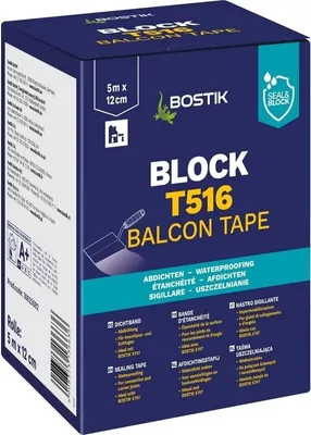 Immagine prodotto di Bostik Block T516 Nastro per balconi Nastro sigillante 12 cm x 5 m in rotolo Sigillatura