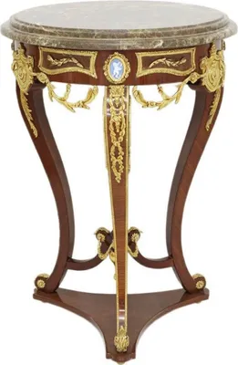 Produktbild von Casa Padrino Barock Beistelltisch Braun / Gold / Grau Ø 55 x H. 78 cm - Runder Massivholz Tisch im Barockstil - Barock Wohnzimmer Möbel
