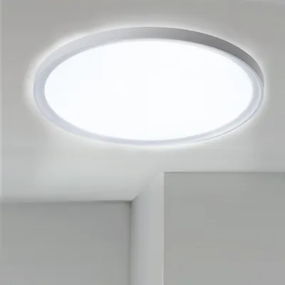 Zdjęcie produktu dla UISEBRT Lampa sufitowa LED okrągły panel Ø365*H30mm lampa sufitowa płaska światło odporne na wilgoć 48W światło odporne na wilgoć zimna biel 3840LM IP44 warsztat biuro łazienka