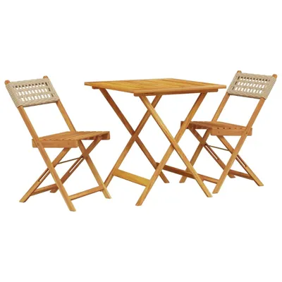 Produktbild von vidaXL 3-tlg. Bistro-Set Beige Poly Rattan und Massivholz
