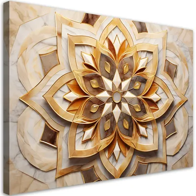 Produktbild von Leinwandbild für Wohnzimmer Beige 3D-Blume 100x70 Feeby Beige bild für die wand bereit zum aufhängen
