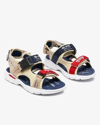 Produktbild von Jungensandalen in Beige und Marineblau mit Klettverschluss Elbrusia - Schuhe, Größe 29