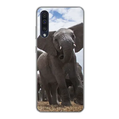 Produktbild von MuchoWow® Handyhülle Schutzhülle Hülle für Samsung Galaxy A30s Elefant - Tiere - Natur - Flachland Silikon Softcase Handy Hülle - Karteninhaber