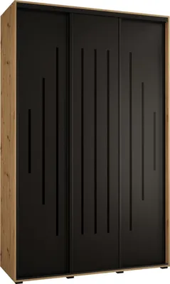 Produktbild von MEBLE KRYSPOL Cannes 12 Schrank mit 3 Schiebetüren - 205,2x150x45 cm - Artisan Schwarz Schwarz