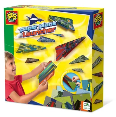 Produktbild von SES Creative 14288 Papierflieger mit Abschussrampe - Spaß im Freien für Kinder, Origami-Set für Kinder, 5 Jahr(e), Mehrfarbig