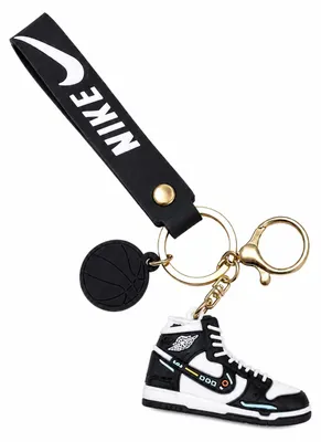 Produktbild von Sneaker-Rucksackanhänger Bag 6cm mit Basketball & Karabiner schwarz weiß, KI-generiertes Bild