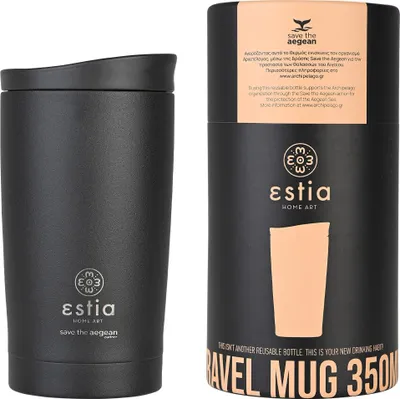 Zdjęcie produktu dla ESTIA | Kubek do kawy - 350 ml - czarny kubek termiczny - szczelna pokrywka