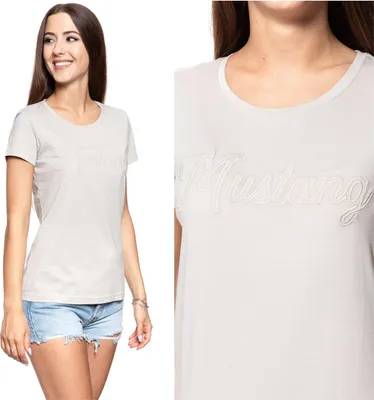 Produktbild von MUSTANG Damen, T-Shirt ALEXIA C EMBRO, S, Beige, sport, tshirt, shirt