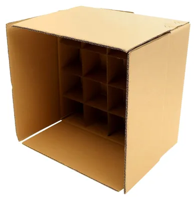 Produktbild von Wellpappverpackung 345X345X105mm mit kleinem Fach 82X82X80mm für DIY-Projekte und Weinversand