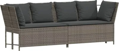 Image de vidaXL Canapé de jardin avec coussins Gris Poly Rattan