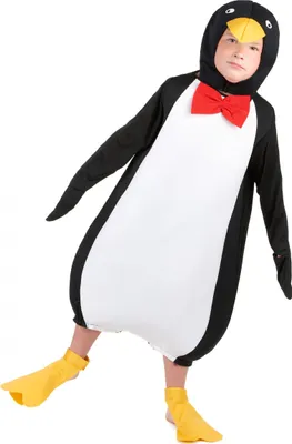 A child wearing a penguin costume.