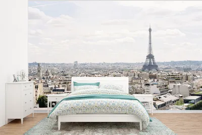 Produktbild von MuchoWow® Fototapete für Wohnzimmer oder Schlafzimmer Wandtapete Vinyl Motivtapete Skyline von Paris - 320x240 cm - Tapeten
