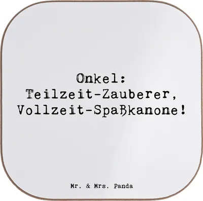 Produktbild von Mr. & Mrs. Panda Personalisierter Untersetzer Spaßiger Onkel - Weiß - Geschenk, personalisiert, Patenonkel, persönliche Erinnerungen, PErsonalisierte Bierdeckel, bedruckt