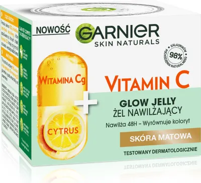 A product box for Garnier Skin Naturals Vitamin C Glow Jelly.