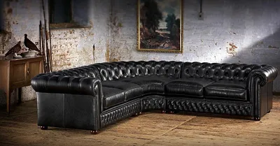 Image de Canapé d'angle Chesterfield, canapé, canapé-lit, ensemble d'angle rembourré, canapé en cuir, style anglais