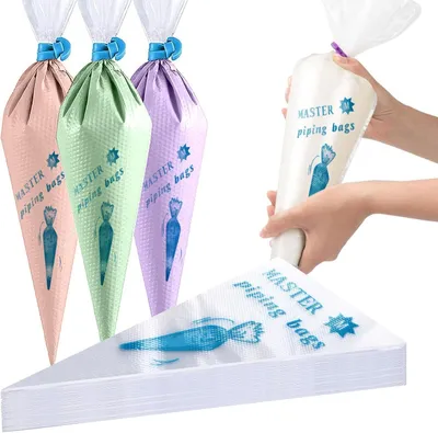 Produktbild von Spritzbeutel Groß 100 Stück Piping Bag 18.5 x 29 cm Spritzbeutel Set Sahne Spritzbeutel Spritztüte Spritztüten zum Dekorieren von Gebäck Torten Geeignet Keksen Hausbacken(Transparent)