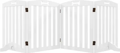 Image de Barrière pour chiens - Barrière de sécurité - Pliable - Autoportante - Pieds amovibles - 207,5×30×61 cm - Blanc