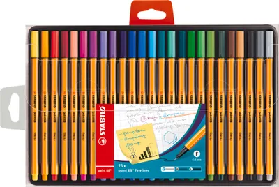 Produktbild von STABILO Fineliner - point 88 - 25er Pack - 25 verschiedene Farben