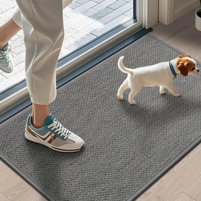 Immagine prodotto di Tappetino interno, 43 x 75 cm, grigio chiaro, antiscivolo, lavabile, assorbente