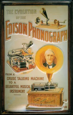 Produktbild von Blechschild Nostalgieschild The Edison Phonograph Evolution 3