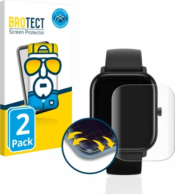 Produktbild von 2x BROTECT Fullscreen Schutzfolie für Huami Amazfit GTS Displayschutz Folie Fullcover Klar Transparent