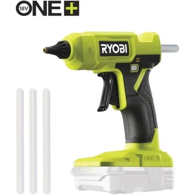 Produktbild von RYOBI ONE+ Heißklebepistole (18 V) – Aufheizzeit: 3 Minuten – Temperaturanzeige – 12 mm Klebestift-Durchmesser – Inkl. 3 Klebestiften – RGLU18-0