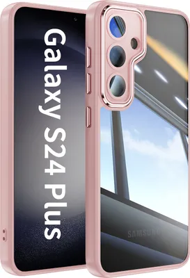Produktbild von Handyhülle für Samsung Galaxy S24+ Hybrid Transparent TPU PC Militärschutz mit Kameraabdeckung Pink