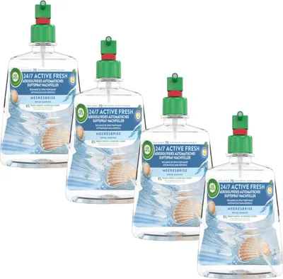 Produktbild von Air Wick Active Fresh Aerosolfreies Automatisches Duftspray Nachfüller Meeresbrise 4 x 228 ml