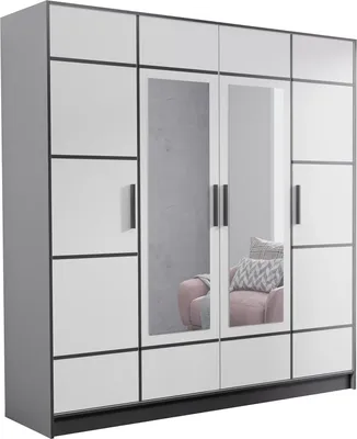 Image de KIER FURNITURE Armoire à quatre portes Roj4D - 206,4 x 205 x 39 cm Blanc