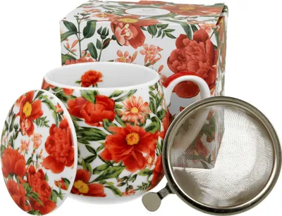 Produktbild von DUO FLORAL Fassbecher 430 ml FELICITY mit Teesieb, New Bone China Porzellan