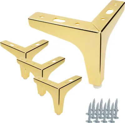 Immagine prodotto di set di 4 gambe per mobili in metallo con design a nodo d'ancora, cromo oro, altezza 10 cm, per uno stile abitativo elegante e minimalista