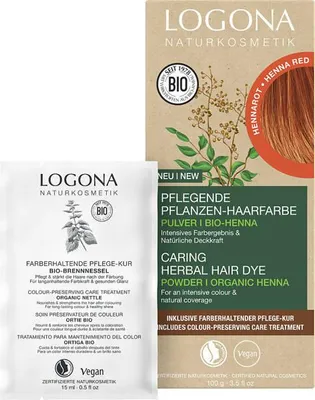 Produktbild von LOGONA Pflanzen-Haarfarbe hennarot 100 g, Kastanienbraun, hennarot, Frauen, 100 g, Alle Haare, Farbspeichernd, Nährend, Glanz