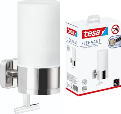 A product shot of a wall-mounted soap dispenser next to its retail packaging.