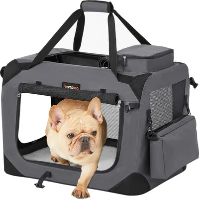 Immagine prodotto di Cassa pieghevole per cani traspirante in tessuto Oxford portatile con struttura in metallo 60x42x42 cm grigio PDC60GY