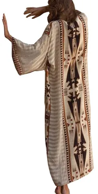 Produktbild von Lange Kaftan Bohemian Strandkleid mit Blumenmuster