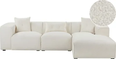 Produktbild von BELIANI Ecksofa Cremeweiß Bouclé L-Förmig Linksseitig für 3 Personen Zeitgenössisch Modern Wohnzimmer