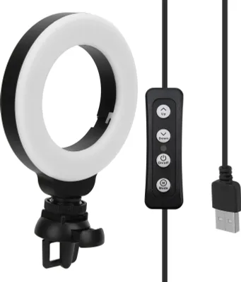 Immagine prodotto di luce anulare dimmerabile a LED da 4 pollici per selfie con clip per video live laptop tablet PC