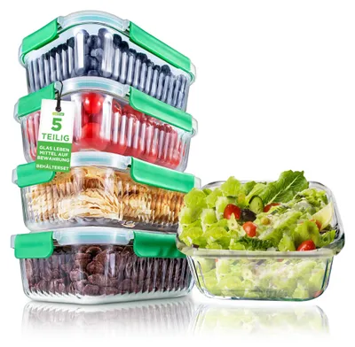 Produktbild von NutriChef Glas Frischhaltedosen 1,0 L - Borosilikat Meal Prep Behälter mit luftd