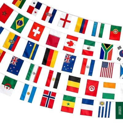 WM 2026 Flaggen-Girlande, 48 Länder, Polyester, 14x21 cm