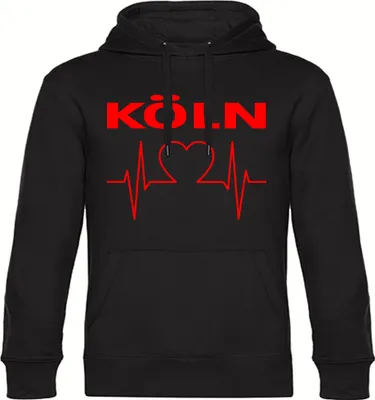 Produktbild von multifanshop Kapuzen Sweatshirt - Köln - Herzschlag, schwarz, Größe XXL